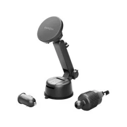 Energea MagDrive Kit Windscreen Airvent Mount 15W Wireless Car Charger With 30W Car Charger - Black